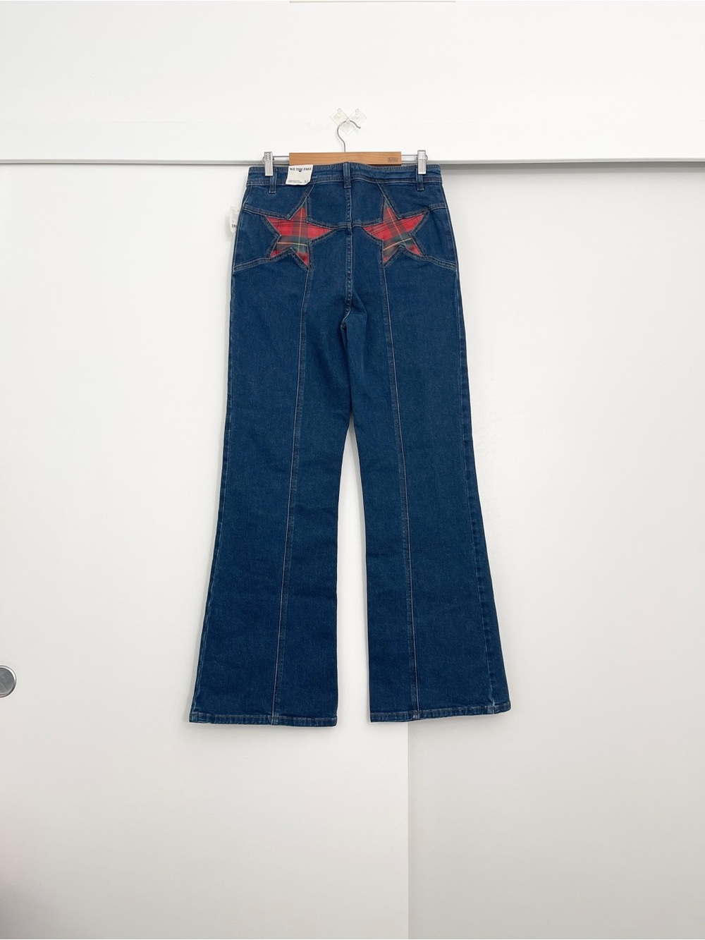 NWT Free People Firecracker High Rise Flare Star Denim Jeans Size 32